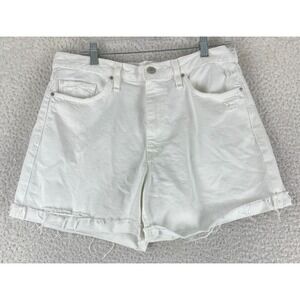 Hudson White Denim 4" Roll Cuff Jean Shorts Womens‎ High-Rise Pockets Size 32